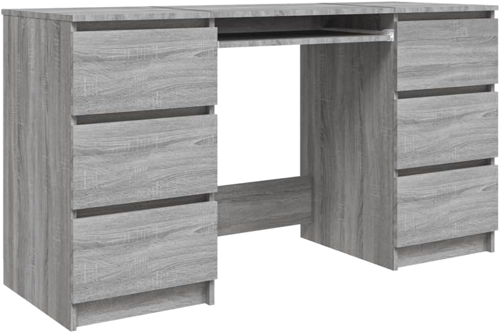 vidaXL Scrivania, Grigio, 140 × 50 × 77 cm, legno, per ufficio
