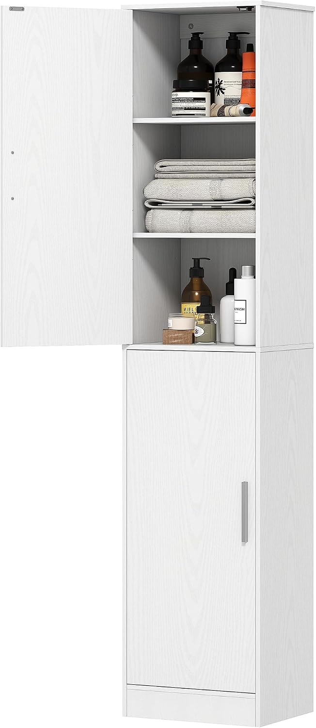 HOMCOM Mobile da bagno, 40 × 35 × 180 cm, Bianco, legno, per bagno