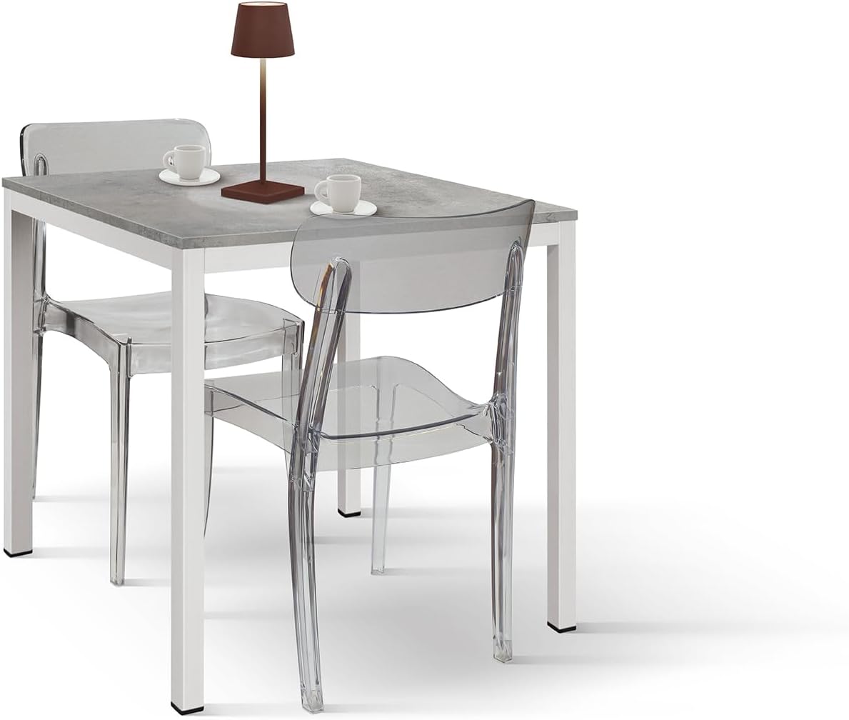 PAZZO DESIGN Tavolo da bar, 80 × 80 × 75 cm, Grigio/Bianco, metallo