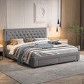 Letto JiaOyu, matrimoniale, Grigio, 180 × 200 cm, velluto, con testiera, materasso non incluso, con rete a doghe, imbottito, per camera da letto