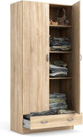 Armadio guardaroba Dmora, Rovere, 79 × 35 × 171 cm, per camera da letto