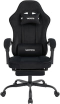 WOTSTA Sedia gaming, Nero, tessuto, regolabile, con poggiapiedi, con poggiatesta, ergonomica, per ufficio