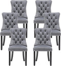 Set di sedie da pranzo Kiztir, Grigio, 6 sedie, velluto