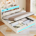 Letto AOGLLATI, matrimoniale, Beige, 140 × 190 cm, con contenitore, con porta USB, imbottito, per camera da letto