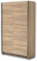 Armadio guardaroba Stella Trading, 125 × 195 × 38 cm, Rovere, con ante scorrevoli, per camera da letto