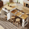 Carrello da cucina YEHTOKHOME, 193 cm, Bianco, 2 cassetti, allungabile, per sala da pranzo e cucina
