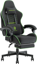 Dowinx Sedia gaming, Nero, tessuto, con cuscino, regolabile, con poggiapiedi, ergonomica, per ufficio