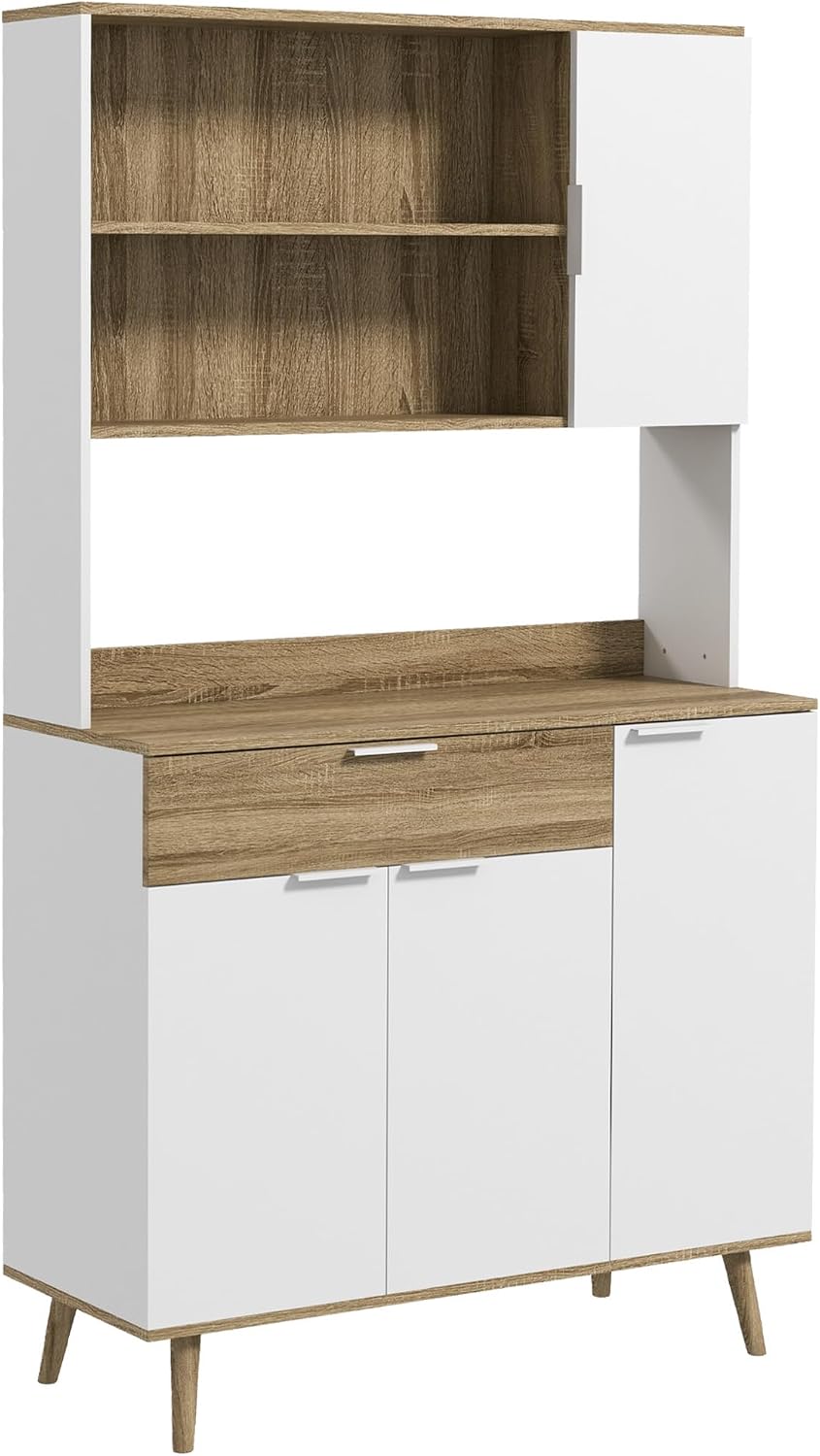 HOMCOM Credenza, 98 × 39 × 180cm, Bianco, legno, per soggiorno e sala da pranzo