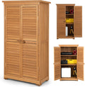 Armadio porta attrezzi RELAX4LIFE, 3 ripiani, Naturale, 87 × 47 × 160 cm, legno, regolabile, per giardino e terrazzo