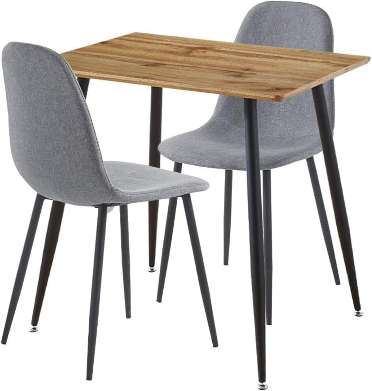 Hallowood Furniture Set da pranzo, 2 sedie, 86 × 45 × 54 cm, Rovere/Grigio, metallo, tessuto, per sala da pranzo e cucina
