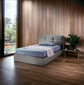 Letto Archiletto, Bianco, tessuto, similpelle, con contenitore, con rete a doghe, imbottito, per camera da letto