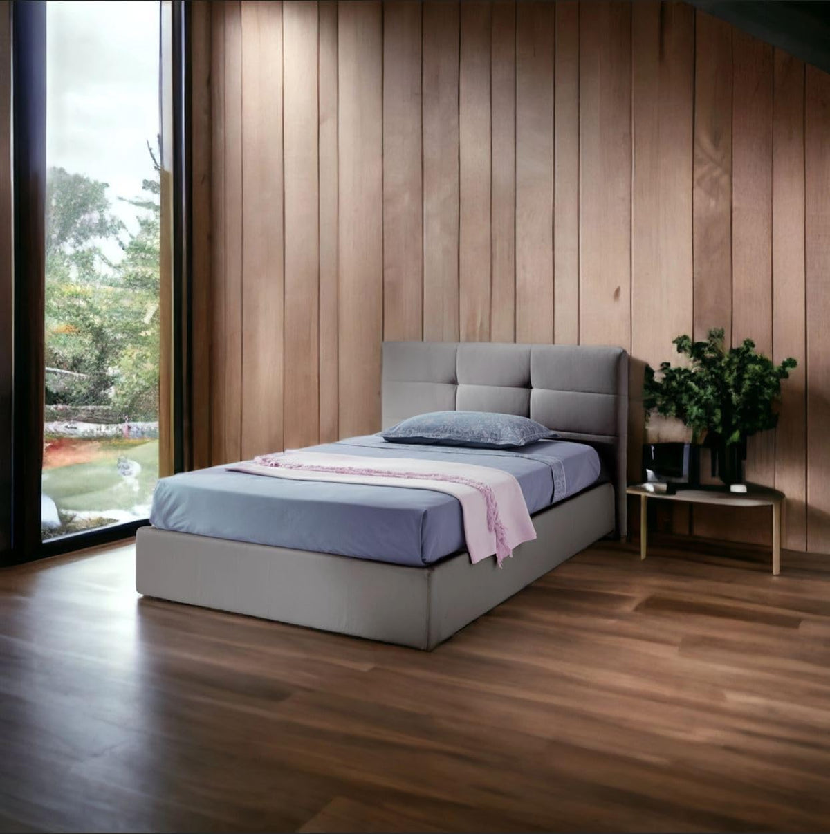 Letto Archiletto, Bianco, tessuto, similpelle, con contenitore, con rete a doghe, imbottito, per camera da letto