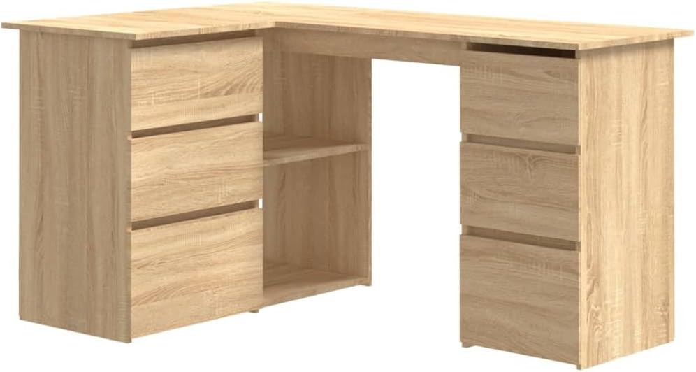 vidaXL Scrivania, 145 × 100 × 76 cm, Rovere, legno, per ufficio