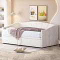 Divano letto Shye, allungabile, con rete a doghe, imbottito, 180 × 200 cm, Beige, velluto, tessuto, per soggiorno