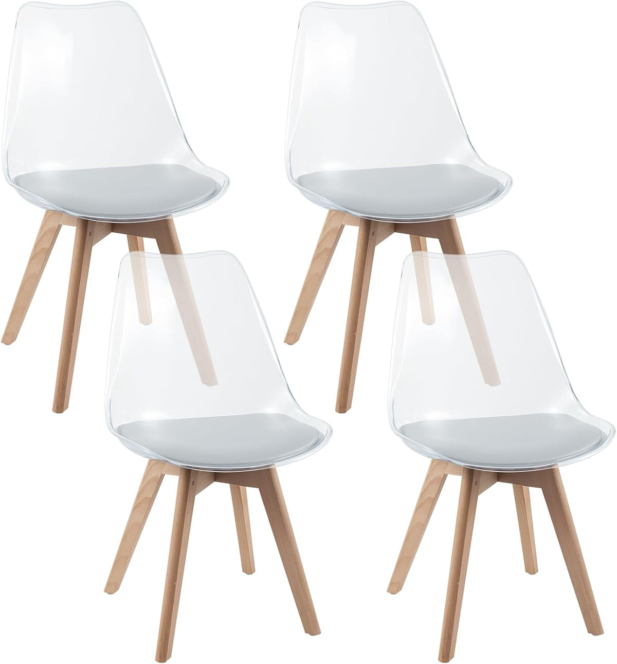 COSTWAY Set di sedie da pranzo, Bianco, 4 sedie, legno, per camera da letto