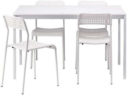 Ikea Set da pranzo, 4 sedie, 125 cm, Bianco, per sala da pranzo e cucina