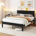 Struttura letto Diahomy, matrimoniale, Nero, 197 × 138,5 × 91 cm, legno, metallo, con testiera, per camera da letto