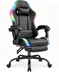Devoko Sedia gaming, Nero, regolabile, con poggiapiedi, massaggiante, ergonomica, per ufficio