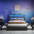VASAGLE Letto, RMB828G02, regolabile, con porta USB, imbottito, 160 × 200 cm, 4 cassetti, matrimoniale, Grigio/Nero, metallo, per camera da letto