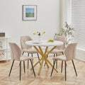 Set da pranzo DEYARNA HOME, Bianco/Oro/Kaki, 4 sedie, metallo, lino, per sala da pranzo e cucina