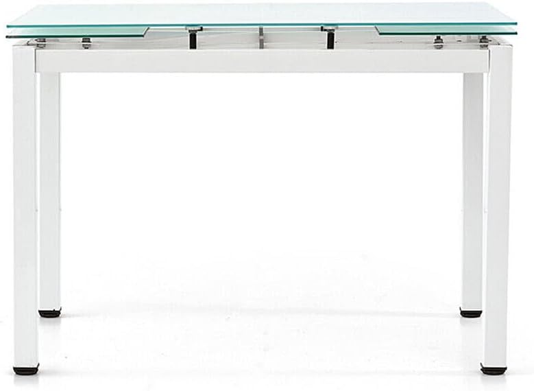 Tavolo allungabile KONTE.DESIGN, 110 × 70 × 76 cm, Bianco, metallo, vetro, per sala da pranzo e cucina