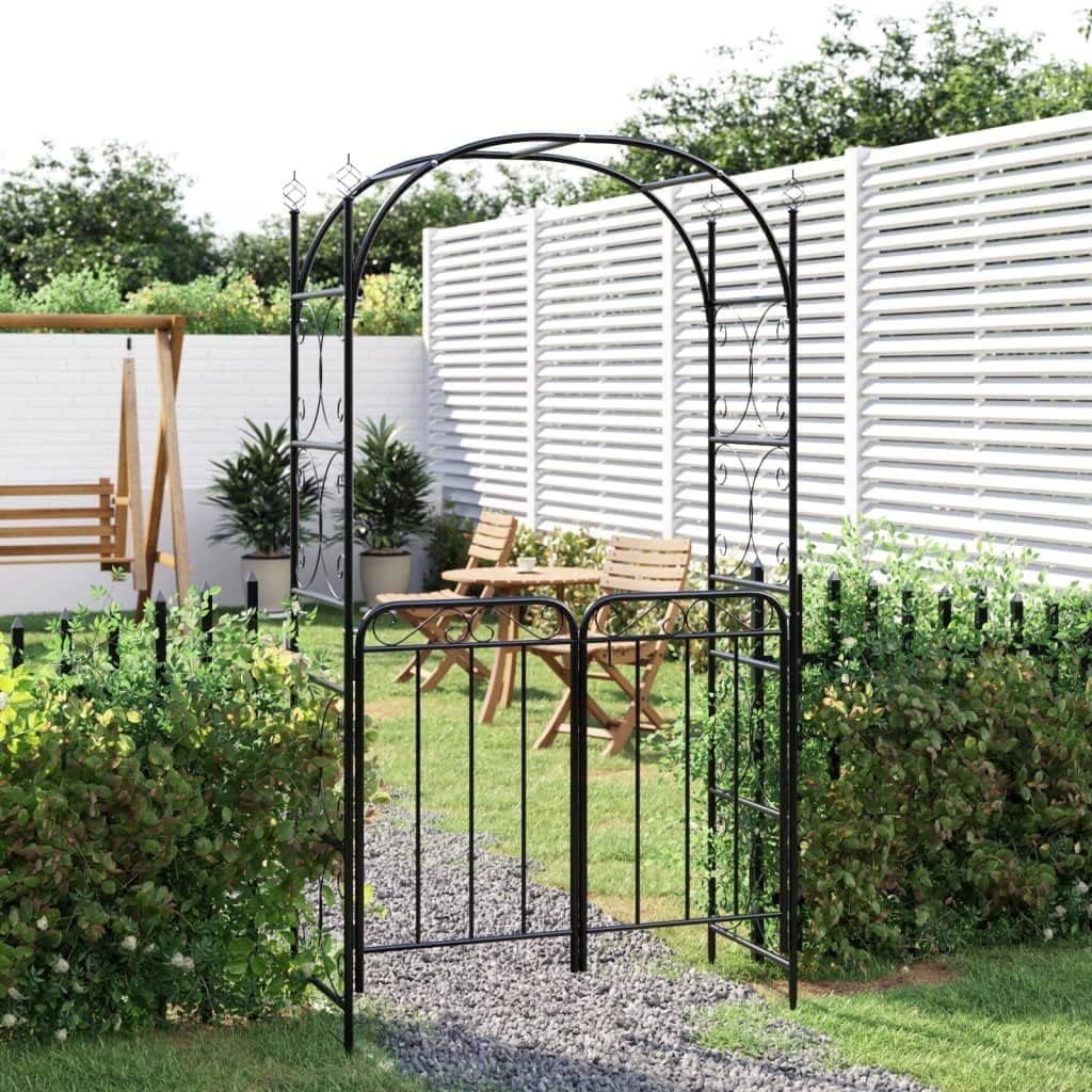 Set di mobili da giardino WKIEQACO, 108 × 45 × 235 cm, Nero, acciaio, per giardino e terrazzo