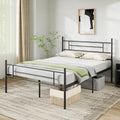 Struttura letto Novilla, con contenitore, matrimoniale, Nero, acciaio, misura 160 × 190, con testiera, con pediera, per camera da letto
