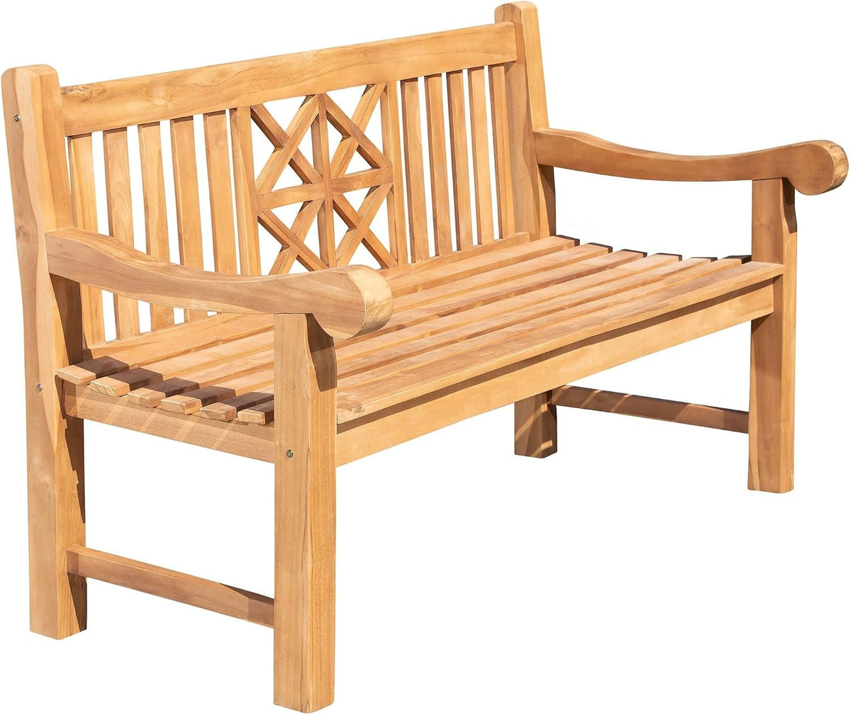 CLP Panca, Teak, 44 cm, legno, ergonomica, per giardino e terrazzo