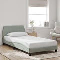 Dover Struttura letto 100 × 200 cm, Grigio chiaro, velluto, testiera e doghe, senza materasso