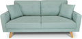 SAMIRA Divano, Cloe, 3 posti, 156 × 54 cm, Verde, legno, tessuto, per soggiorno